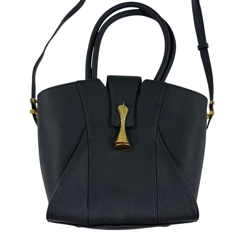 Zornna Veza Bag Black Pebbled Leather Handbag/Crossbody Gold Hardware Chic